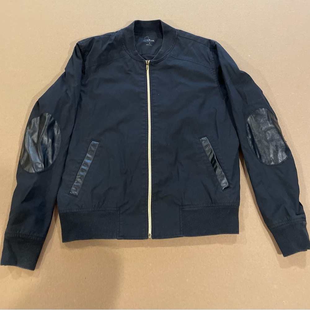 Jaanuu Black Scrub Jacket w/Faux Leather Small